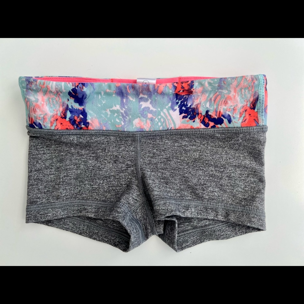 Girls Ivivva Gray and multicolor athletic shorts. Size 6